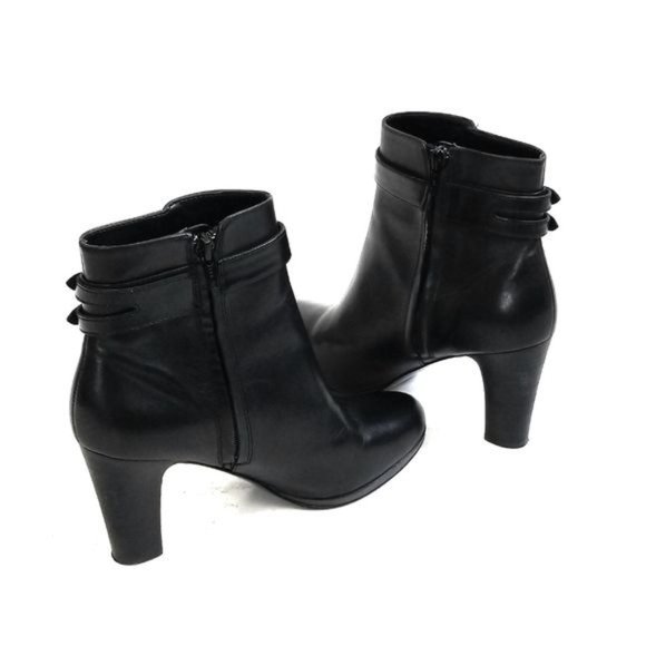 Lauren Ralph Lauren Myla Black Leather Heeled Ankle Booties Womens Size 6 - Picture 4 of 8